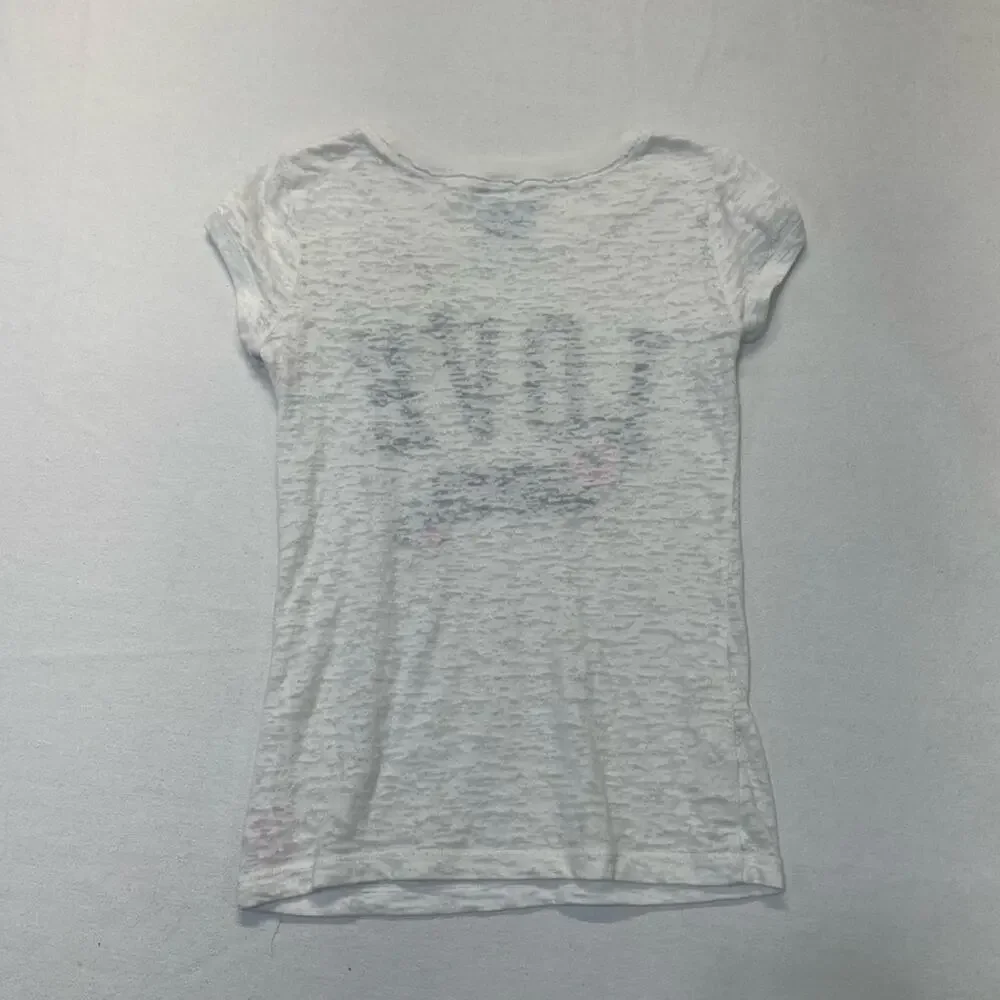 Justice Love Graphic T-shirt Girl’s Size 8 white burnout tee Y2K 90s